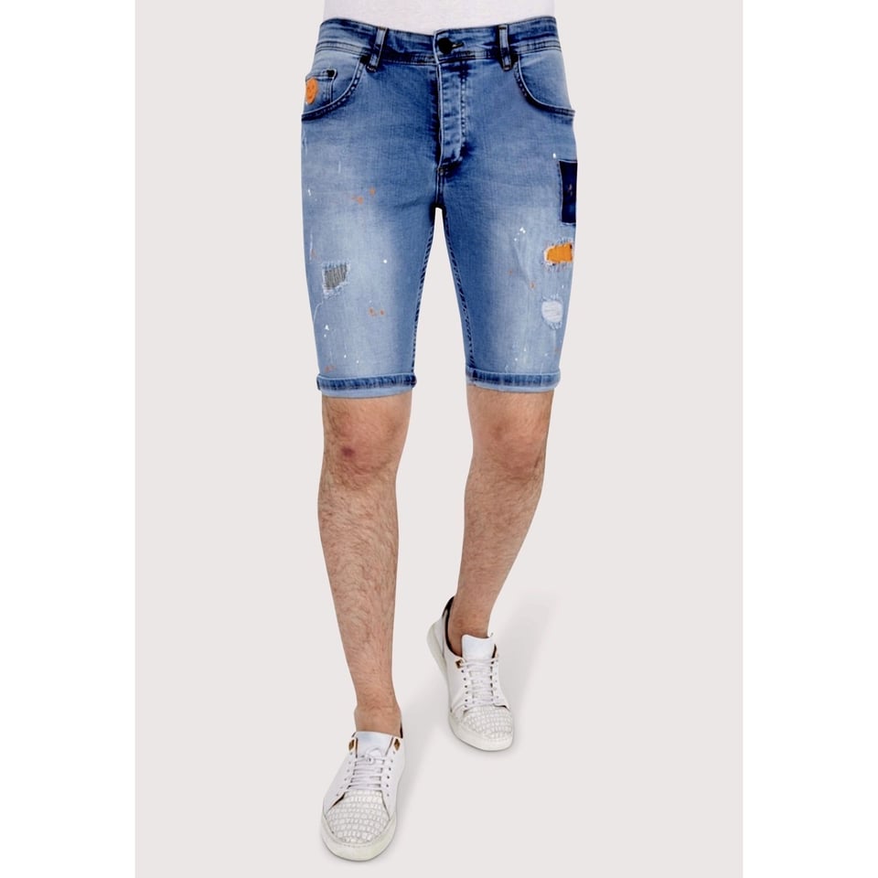 Exclusieve Skinny Jeans Short Heren - 1040 - Blauw