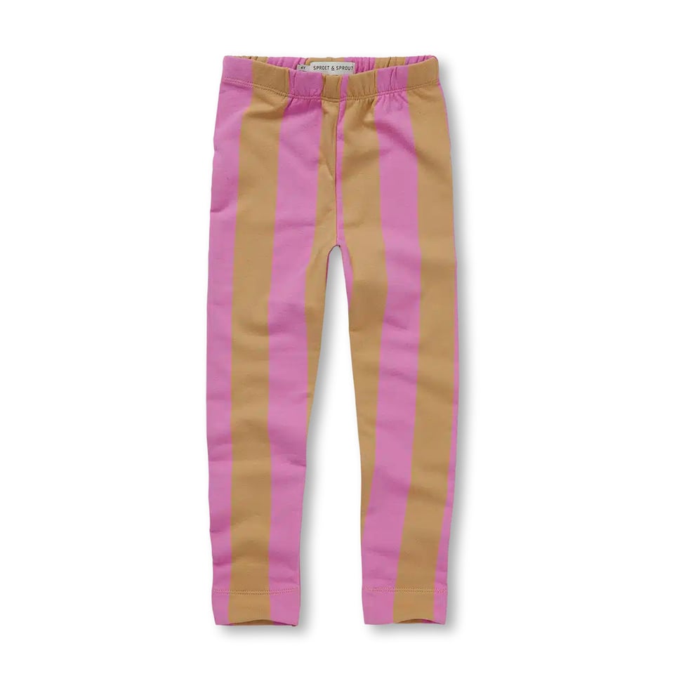 Sproet & Sprout Legging Block Stripe Purple Pinklight Mustard