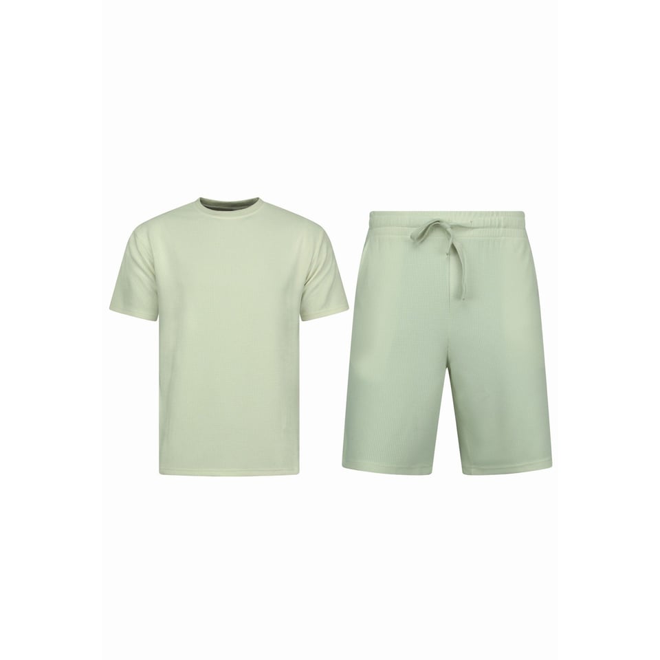 Zomerset Heren - Ribbed Oversized - Two Piece Setje - Twinset - Co Ord Set - F-918 - Beige