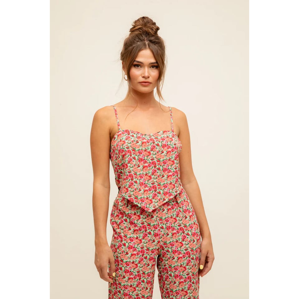 Maxime Coral flower print Top