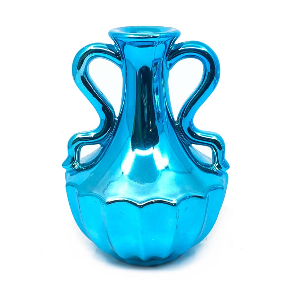 Vaasje Jada Metallic Blauw 18cm in 3 Vormen