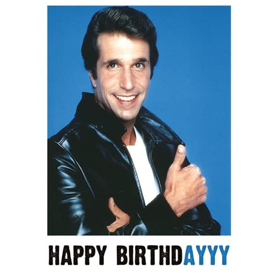 Postkaart - Happy Days - The Fonz Happy Birthdayyy