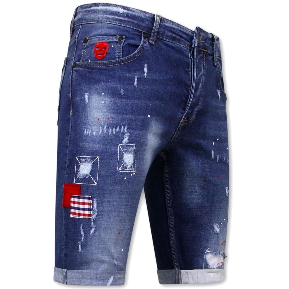 Mannen Korte Broek Met Gaten -1030-SH- Blauw