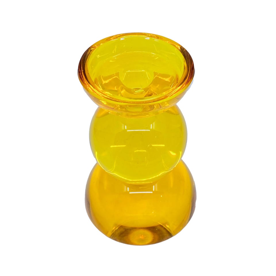 Kandelaar Votief Geel Kristal Glas 12x16cm