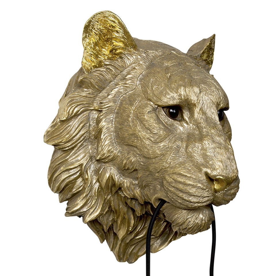Wand Lamp Tijger Goud Resin 37x31x33cm