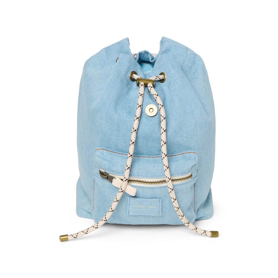 Denim Solid Midi Backpack Drawstring  Blue - Blue / OS