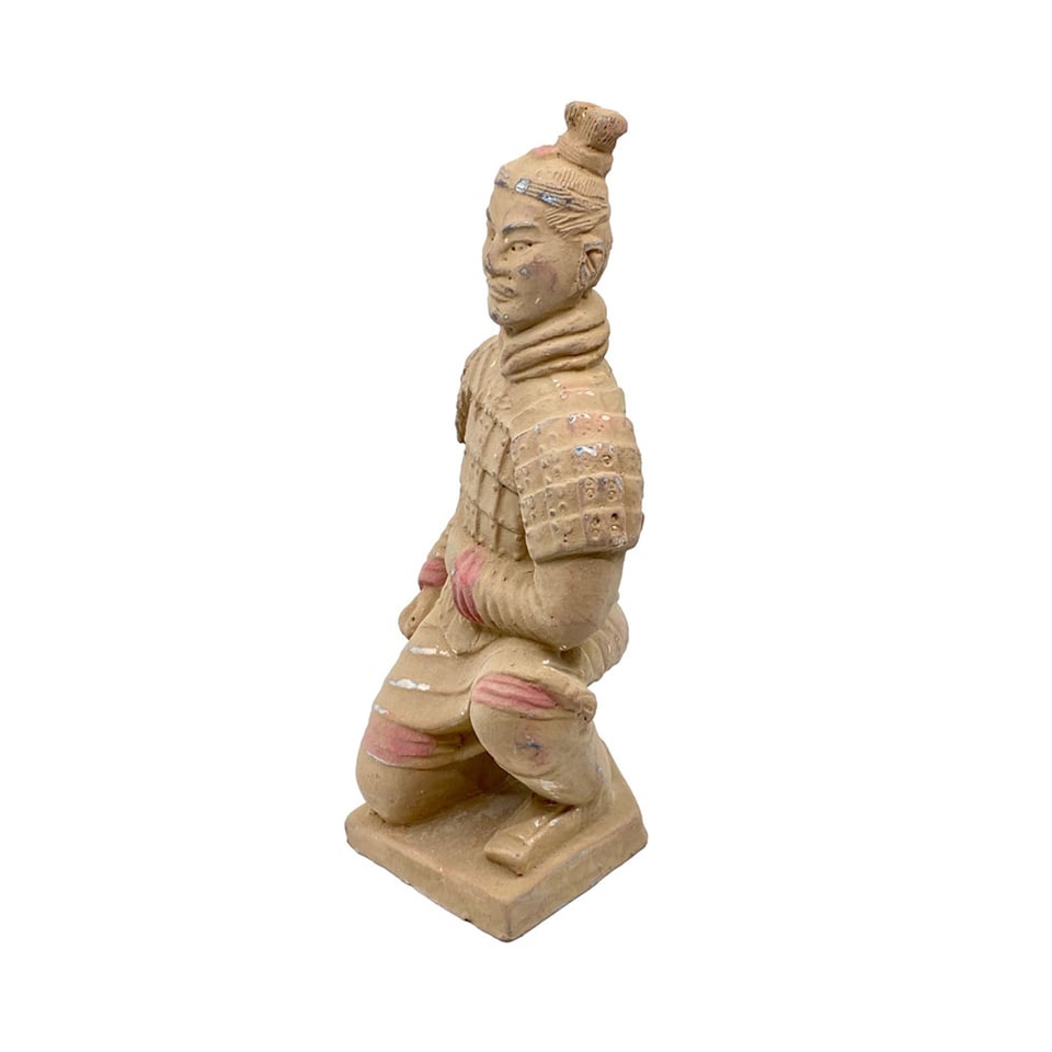 Beeld Chinese Soldaat Knielend Terracotta 11x30cm