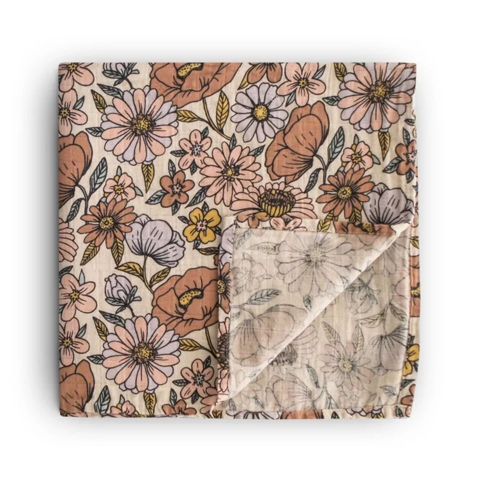 Mushie Swaddle Retro Flowers