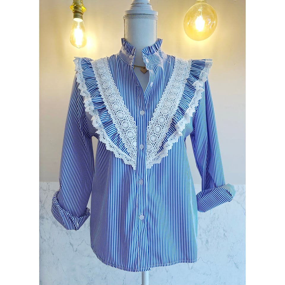 Blousje tailored - Lace blue - Onesize