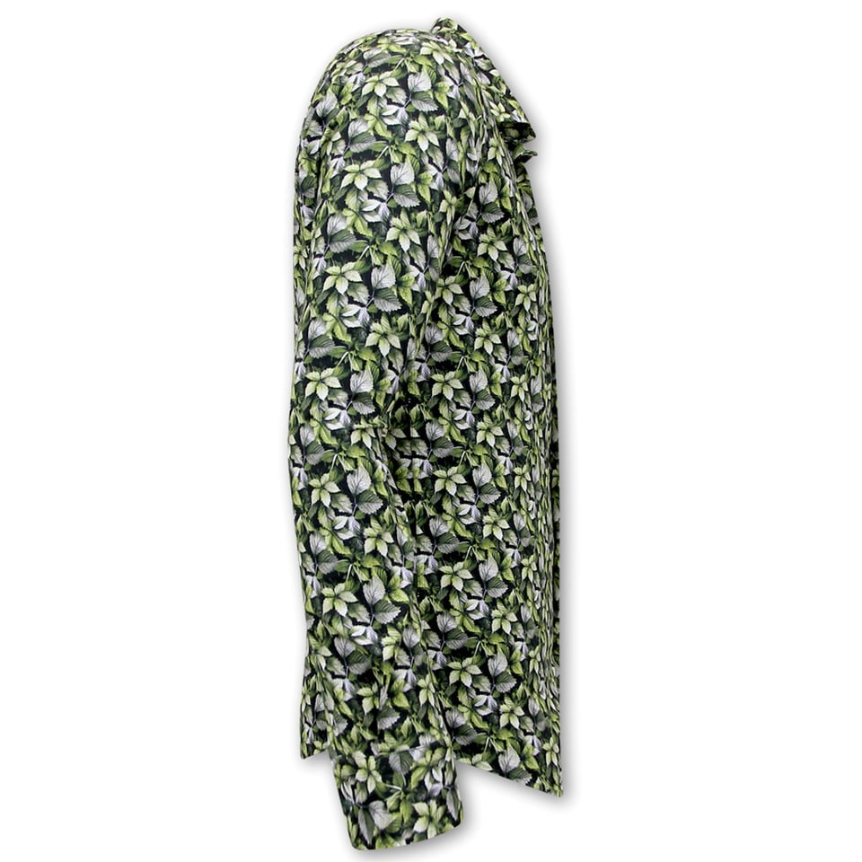 Heren Overhemd Bladeren Print - 3115 - Groen