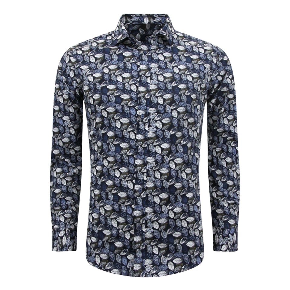 Heren Blouse Met Lange Mouwen - Casual Overhemd Heren - Blauw