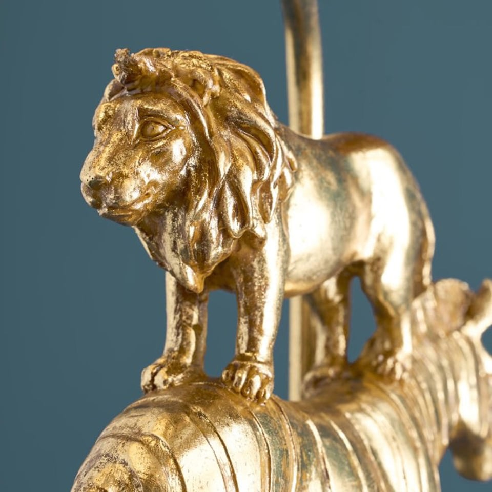 Tafel Lamp Safari Goud Zwart 44x71cm Set Met Kap