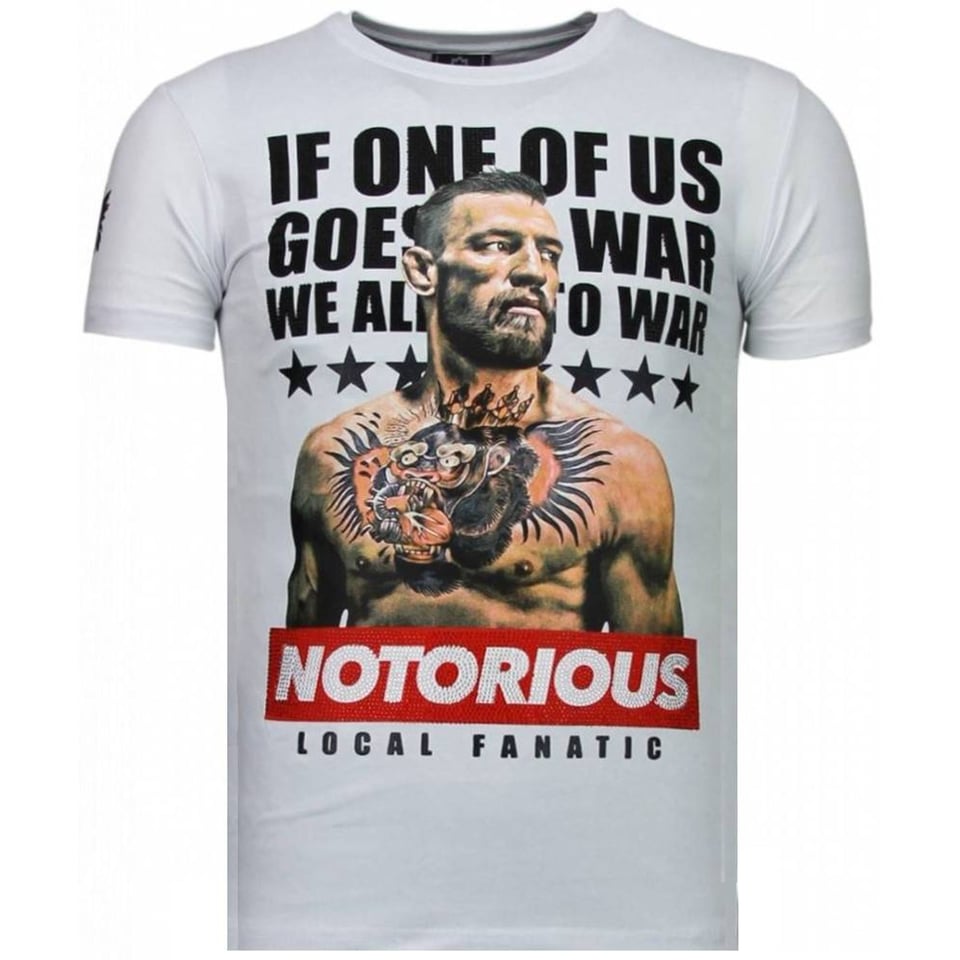 Conor Notorious Legend - Rhinestone T-Shirt - Wit