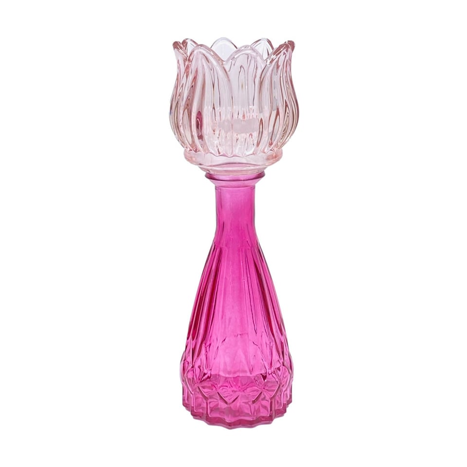 Vaasje Tulp Pink Mix Glas 7x22cm in 4 Kleuren