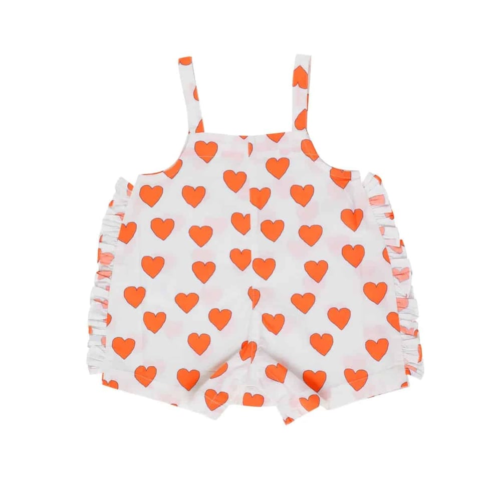 Tiny Cottons Hearts Baby Dungaree Off-White