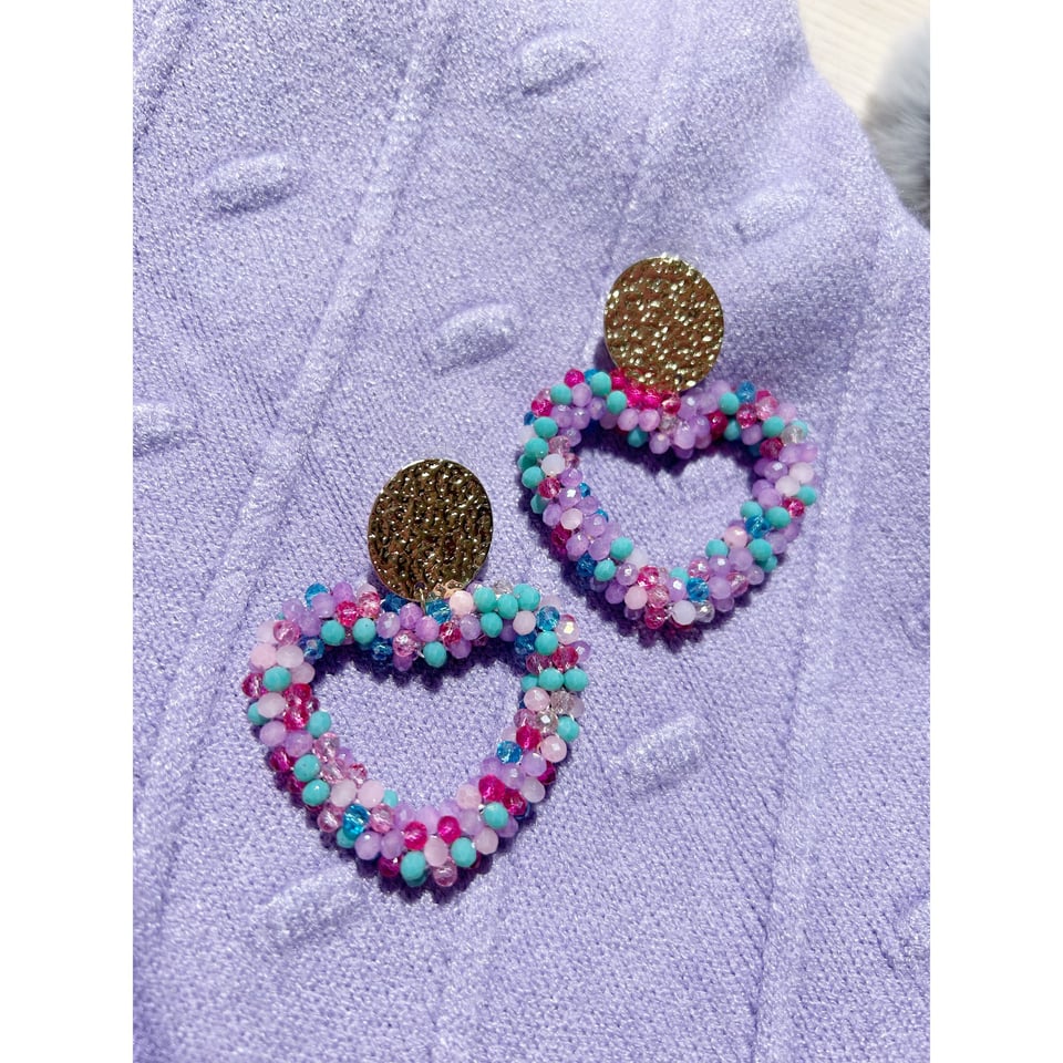 Multi Purple Hearts - Lotti earrings - 1 maat