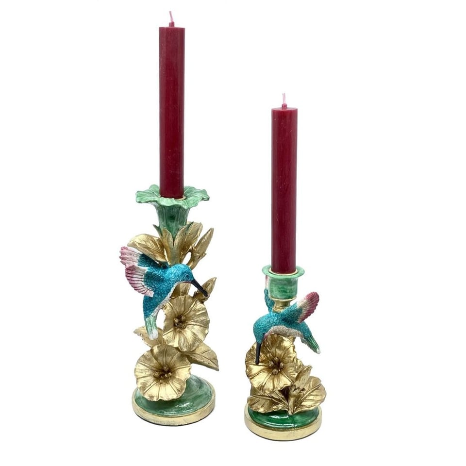 Kandelaar Kolibrie Polyresin S 17,5cm - Kleur: Multi - Maat: 10x9x17 - 5cm