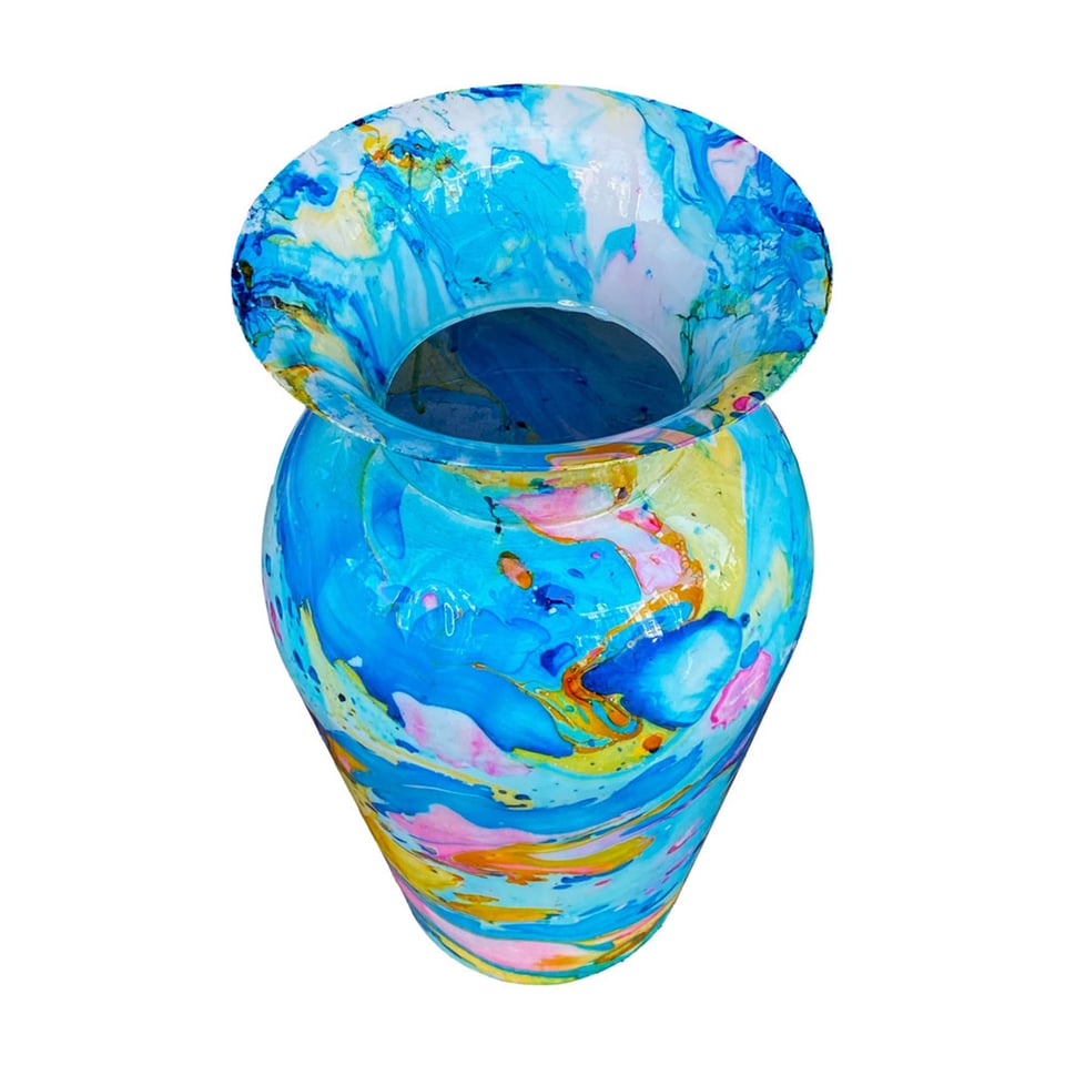 Vaas Deco Blauw Multicolor Metaal 20x35cm