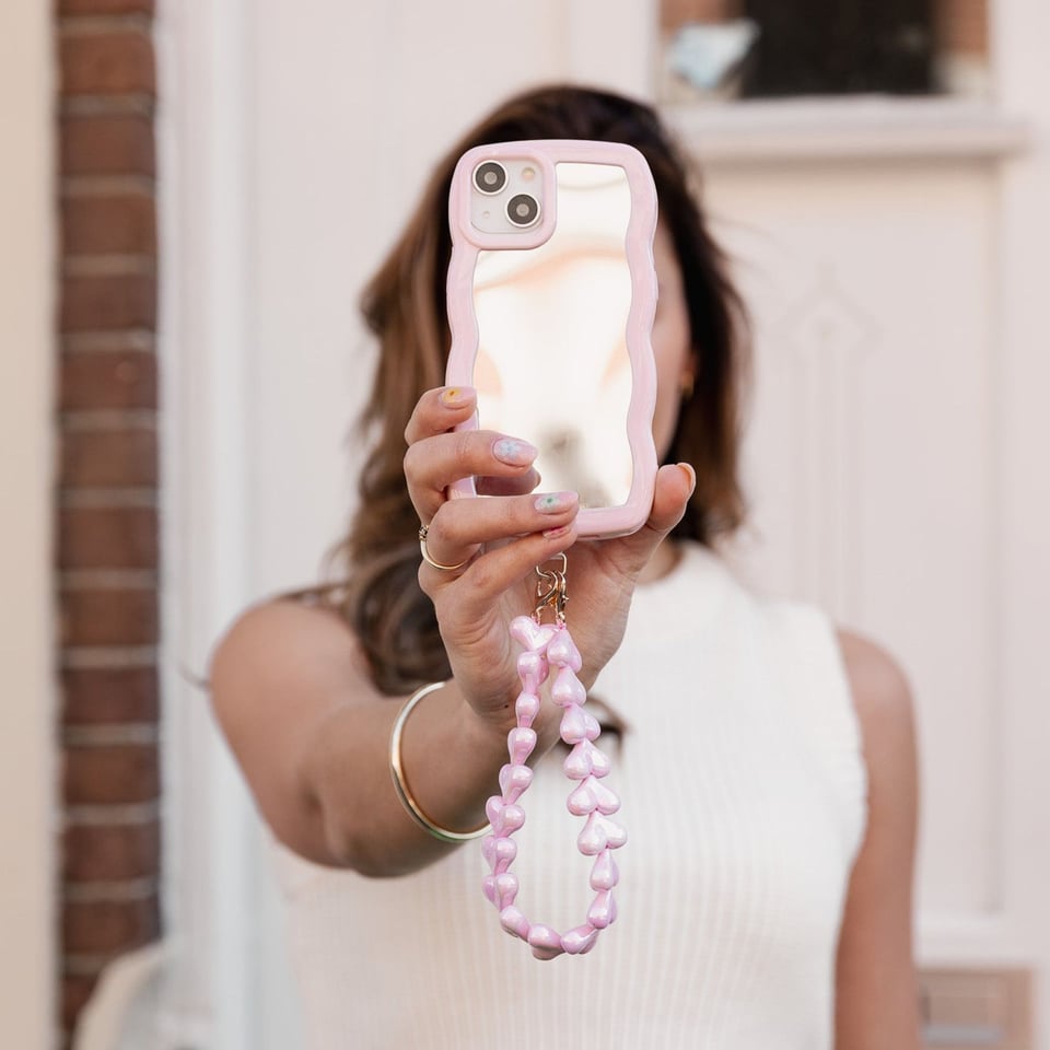 Wavy Mirror Case Roze  Glowy, Wavy & Pink