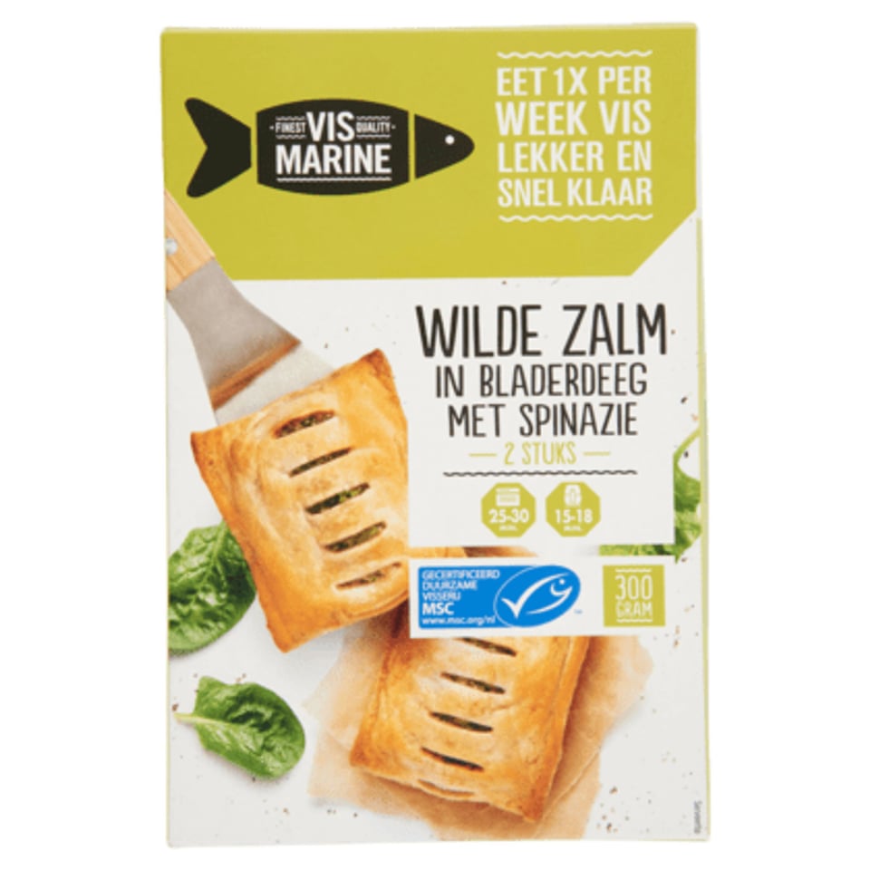 Vis Marine Wilde Zalm in Bladerdeeg Met Spinazie