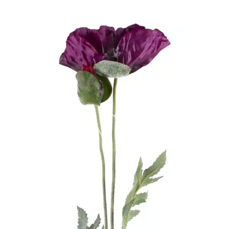 Kunstbloem Klaproos Paars 2 Bloemen Op Steel 72cm