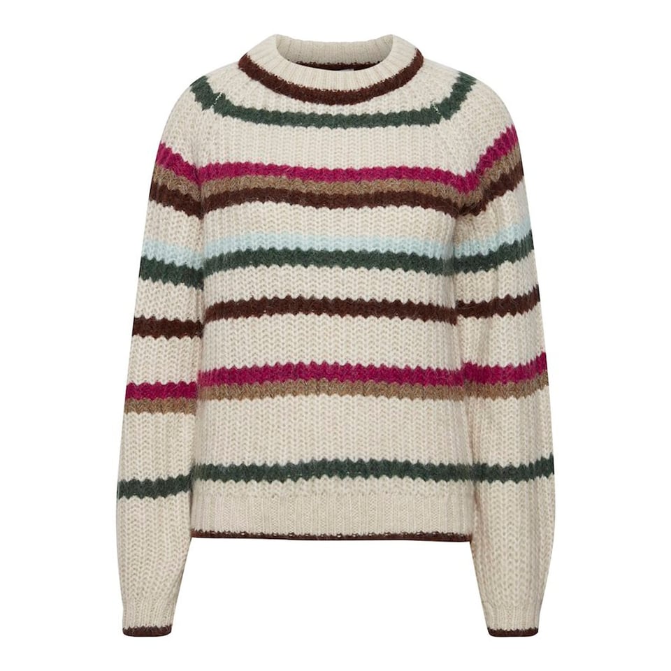 Cream mixed Stripes Pullover