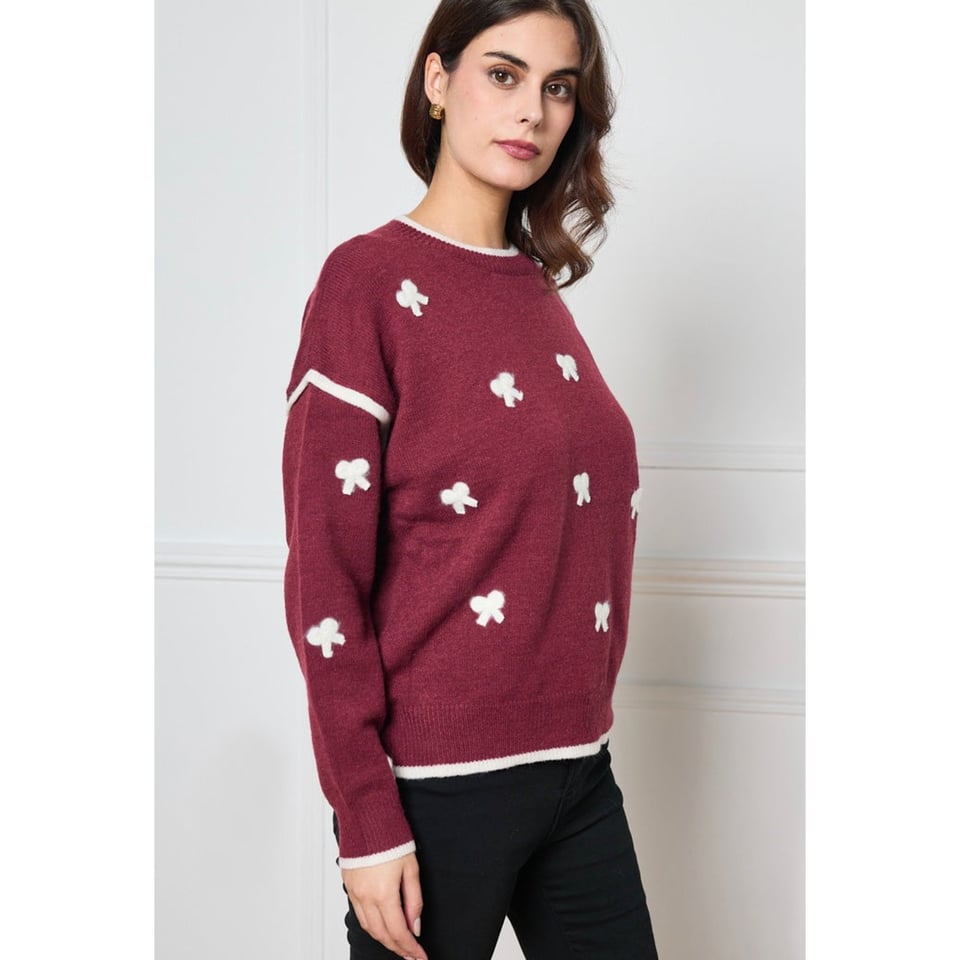 Lovely BowTie Pullover - Burgundy - OneSize x