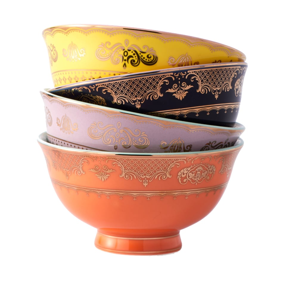 Schaaltjes Grandpa Bowl Multicolor Porselein 12x6cm Set Van 4