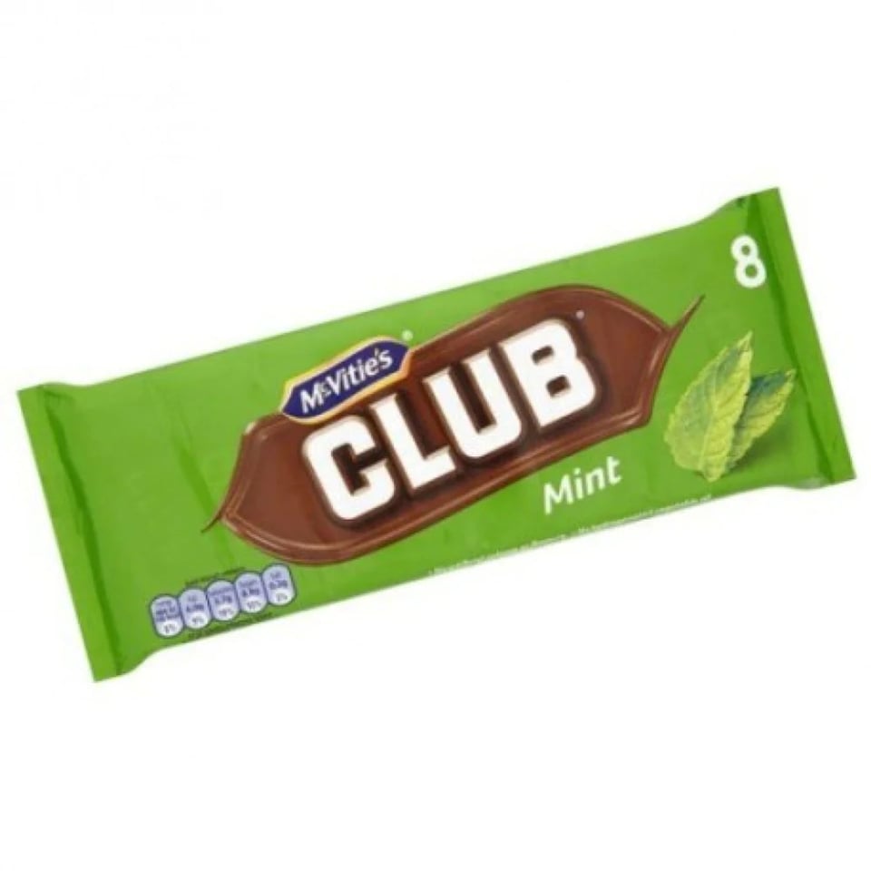 Mcvitie's Club Mint Biscuits 8 X 22G
