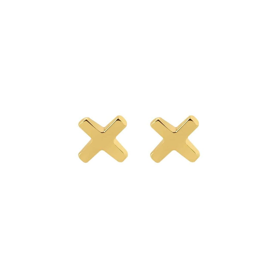 Gold Plated Cross Stud Earrings