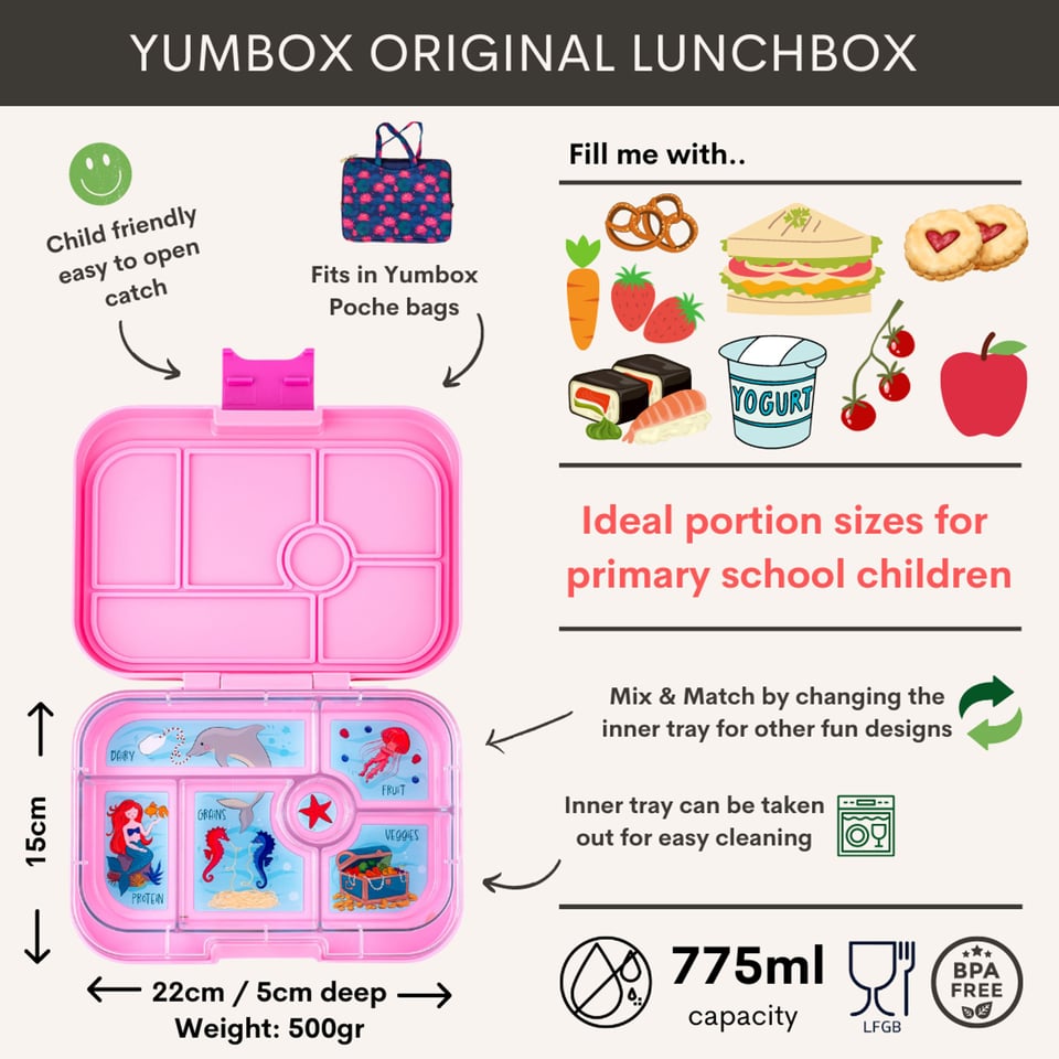 Yumbox Original 6 Vakken Power Pink / Mermaid - Roze