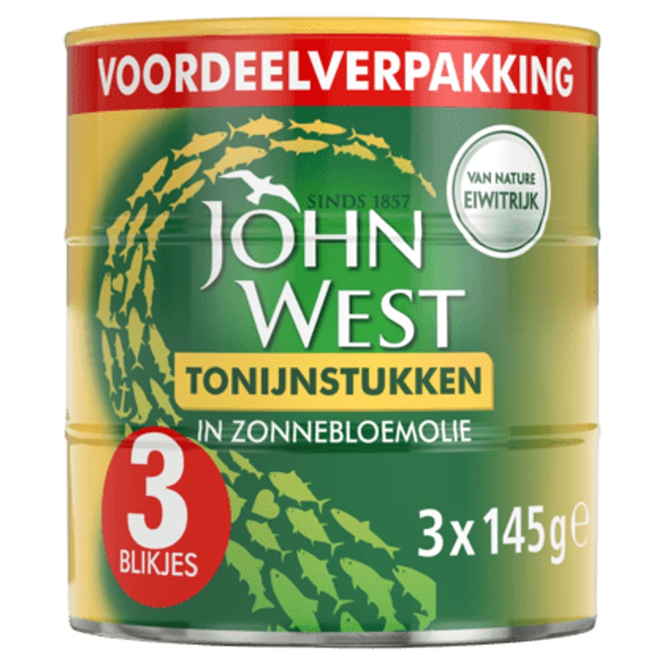 John West Tonijnstukken in Zonnebloemolie 3-Pack