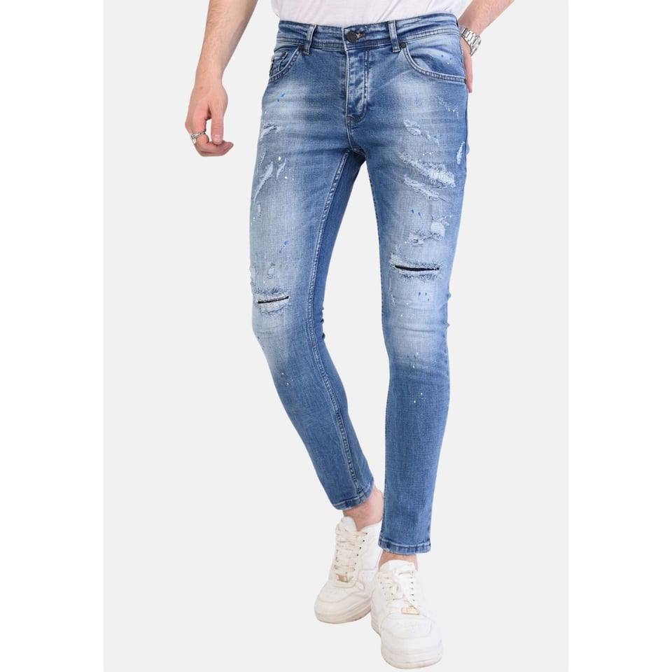 Lichtblauwe Jeans Heren Met Gaten - 1059 - Blauw