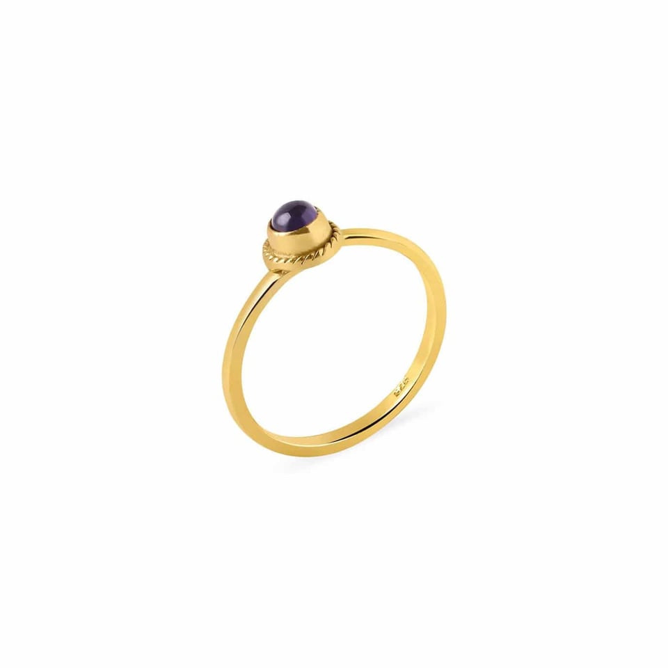 Gold Plated Braided Ring with Amethyst