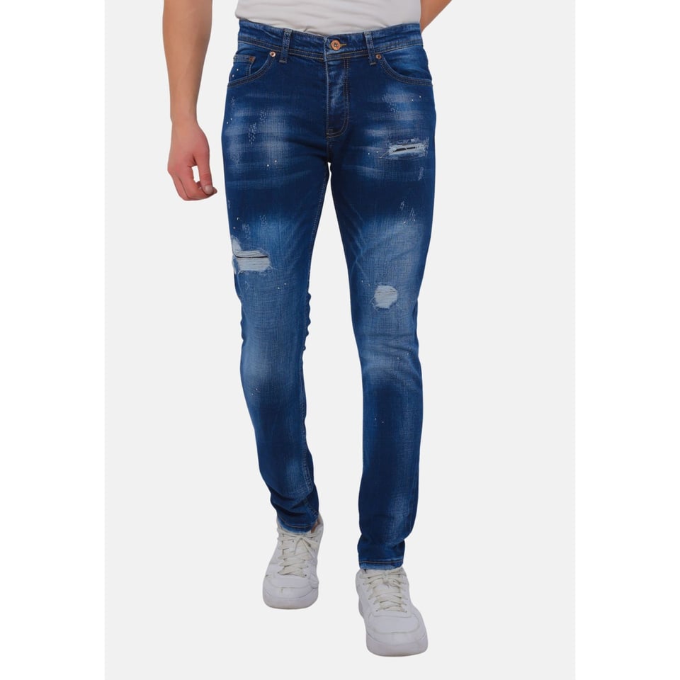 Blauwe Broek Met Gaten Heren Slim Fit -DC-043
