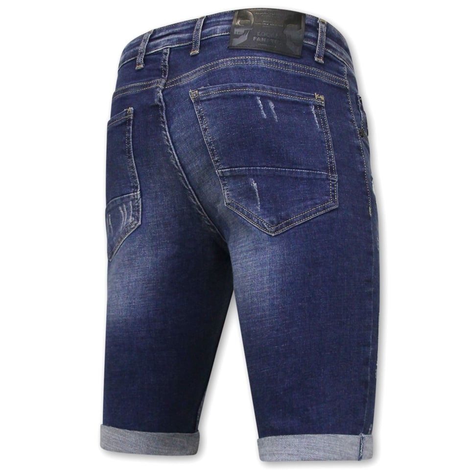 Korte Broek Slim Fit Heren Met Gaten -1026-SH- Blauw