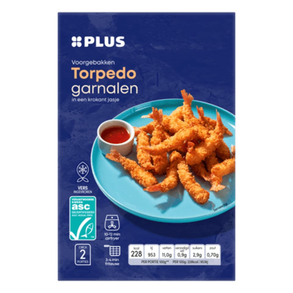 PLUS Voorgebakken Torpedo Garnalen