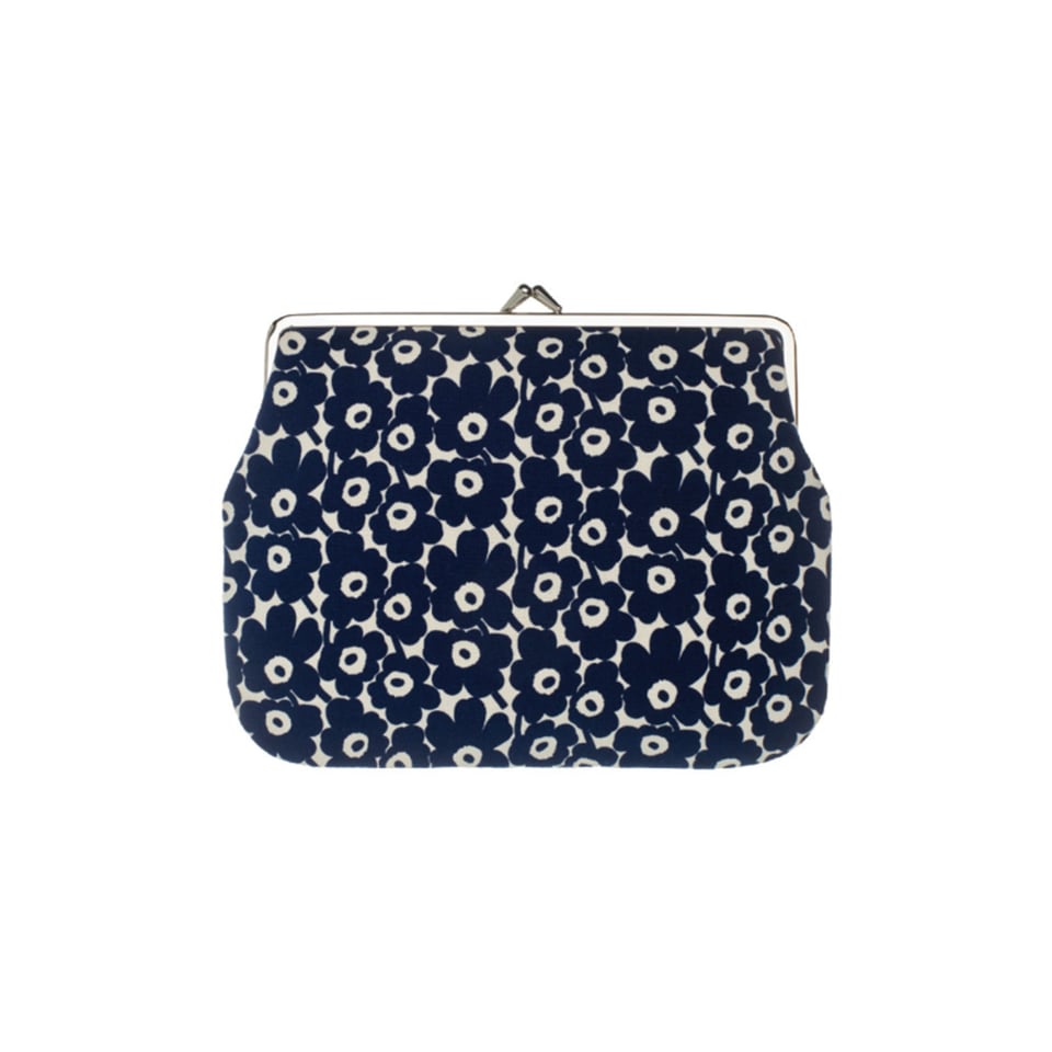 Marimekko Portemonnee / Ouderwetse Knip Beurs / Tas Organizer 14 X 20 Unikko Donkerblauw