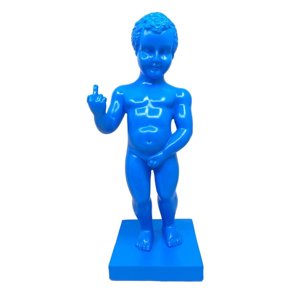 Beeldje Manneken Pis Fuck You Blauw 30cm