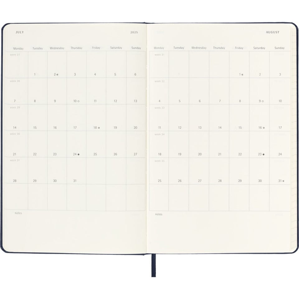 Moleskine 18 Months Diary Black Hardcover Large 2025-2026 - Black