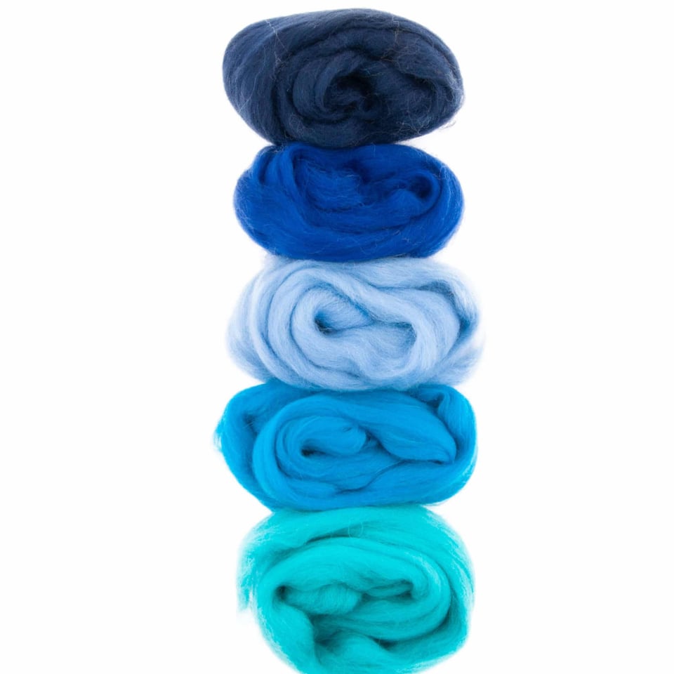 Europese Merino Lontwol Kleurset 5 Blue/Turquoise