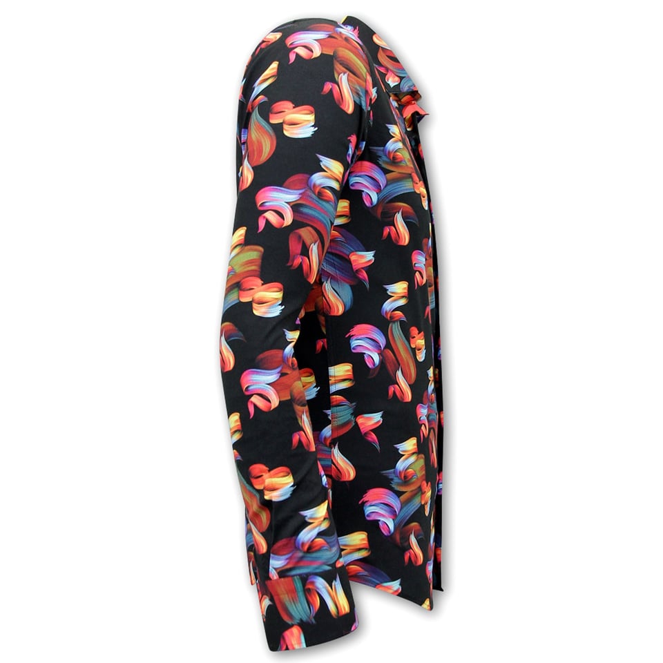 Kleurrijke Blouse Heren Met Print - 3110 - Zwart