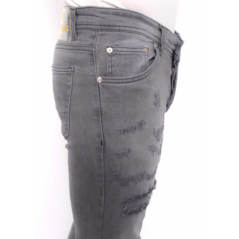 Heren Broek Met Gaten Slim Fit -DC-055- Grijs