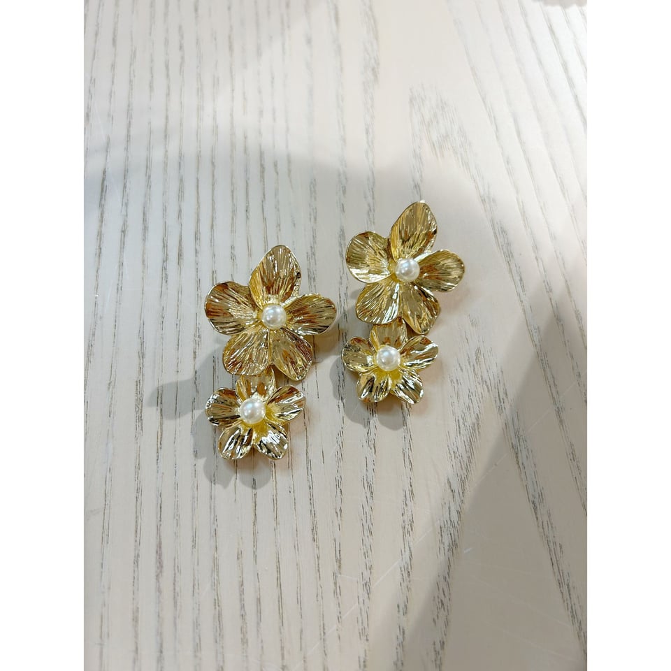 Flower earrings - Gold Plated - 1 maat