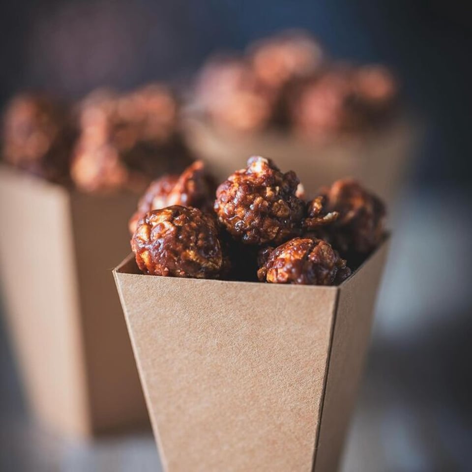 Popcorn met donkere chocolade en fleur de sel - 80