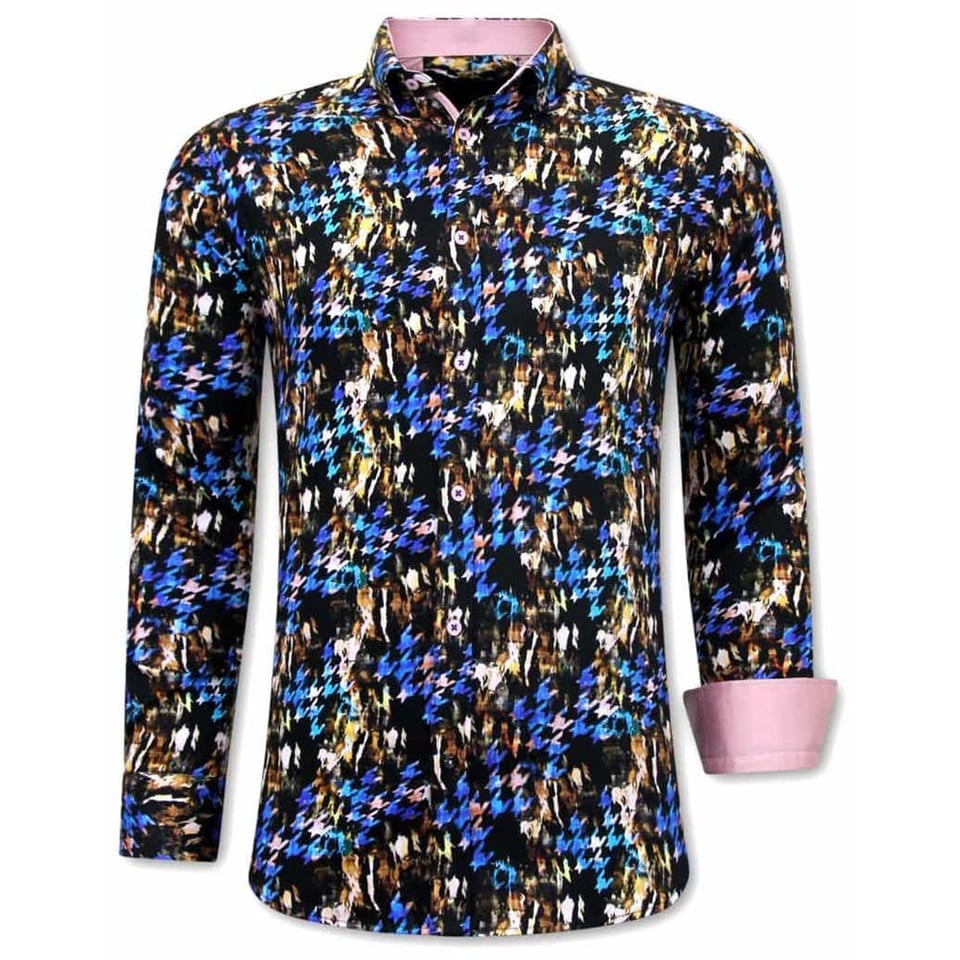 Luxe Gekleurde Heren Overhemden - 3068 - Roze /Zwart