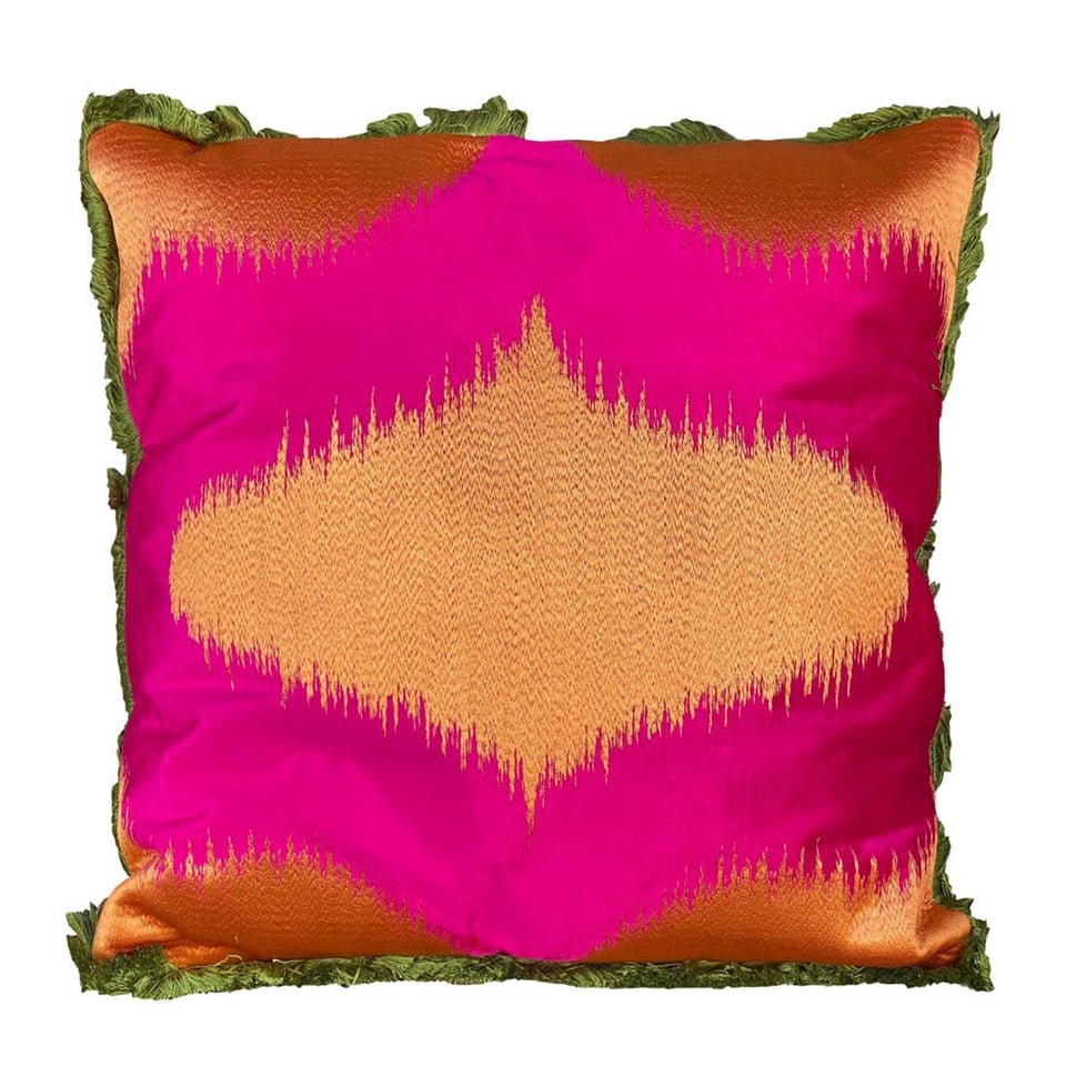 Sierkussen Golf Oranje Fuchsia 50x50cm Franjes