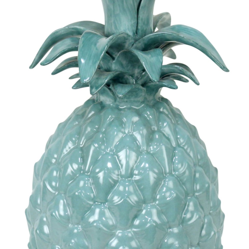 Tafel Lamp Voet Ananas Turquoise Porselein 22x54cm