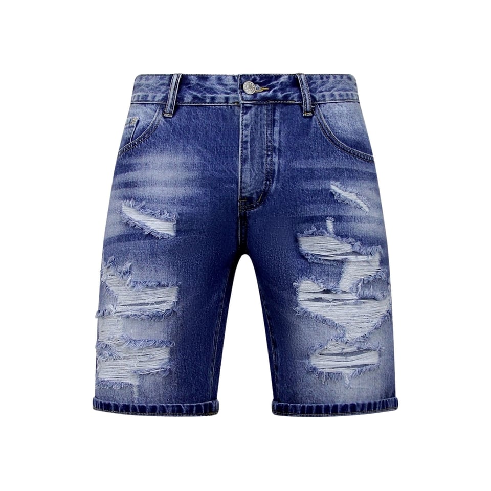 Korte Spijkerbroek Met Gaten - Denim Short - 953- Blauw