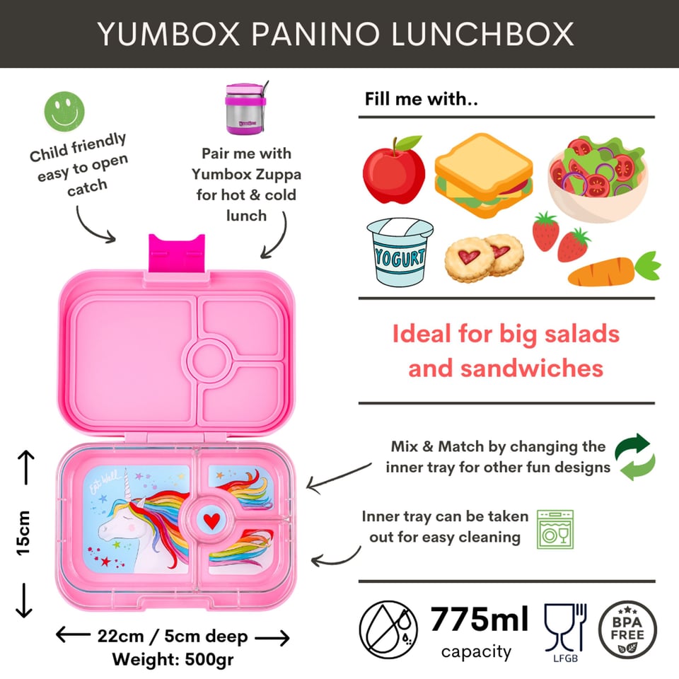 Yumbox Panino 4 Vakken Power Pink / Unicorn - Roze